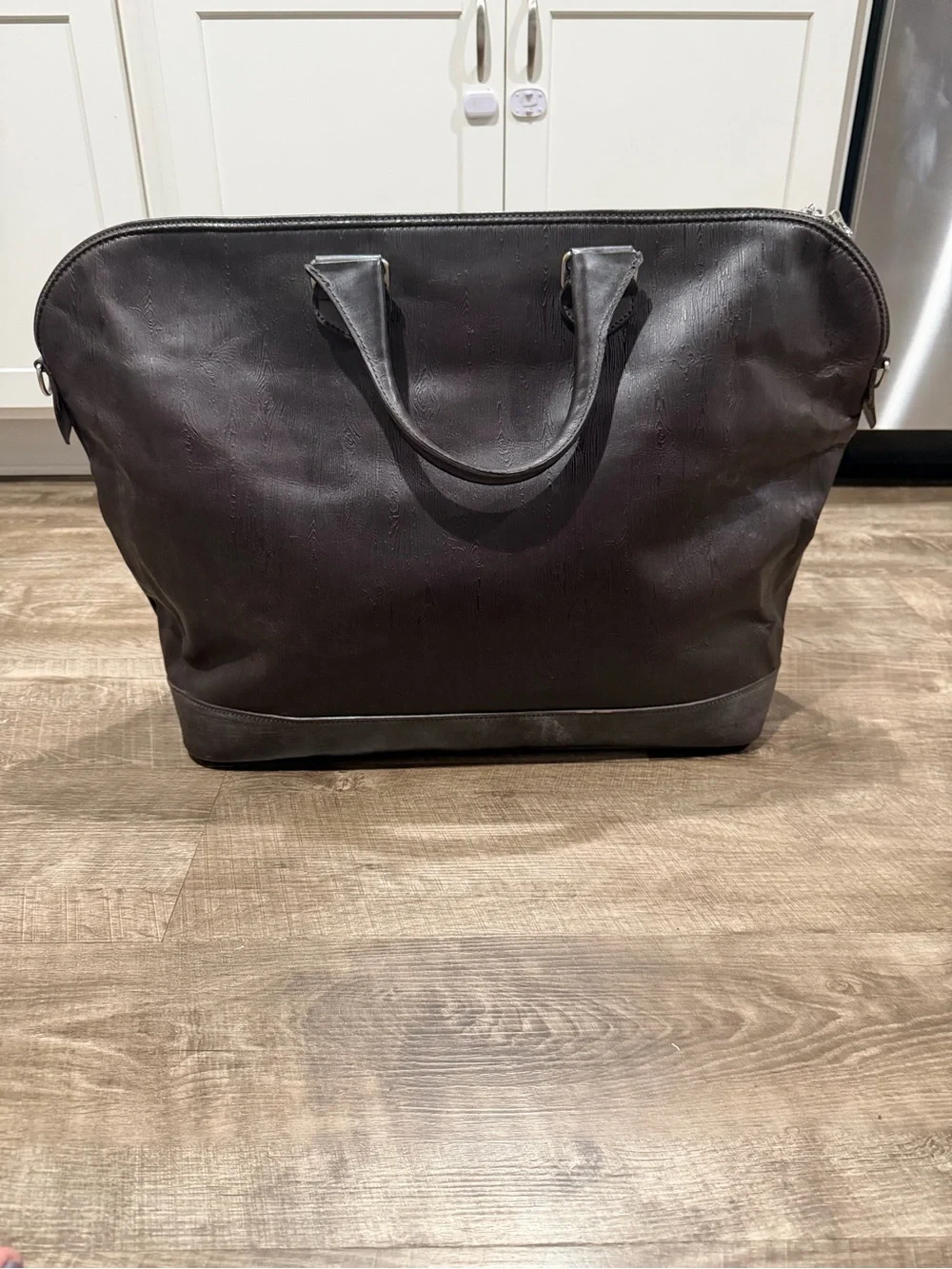 Vintage Holland & Holland Leather Weekender Bag Wood Grain Textured Duffle Rare